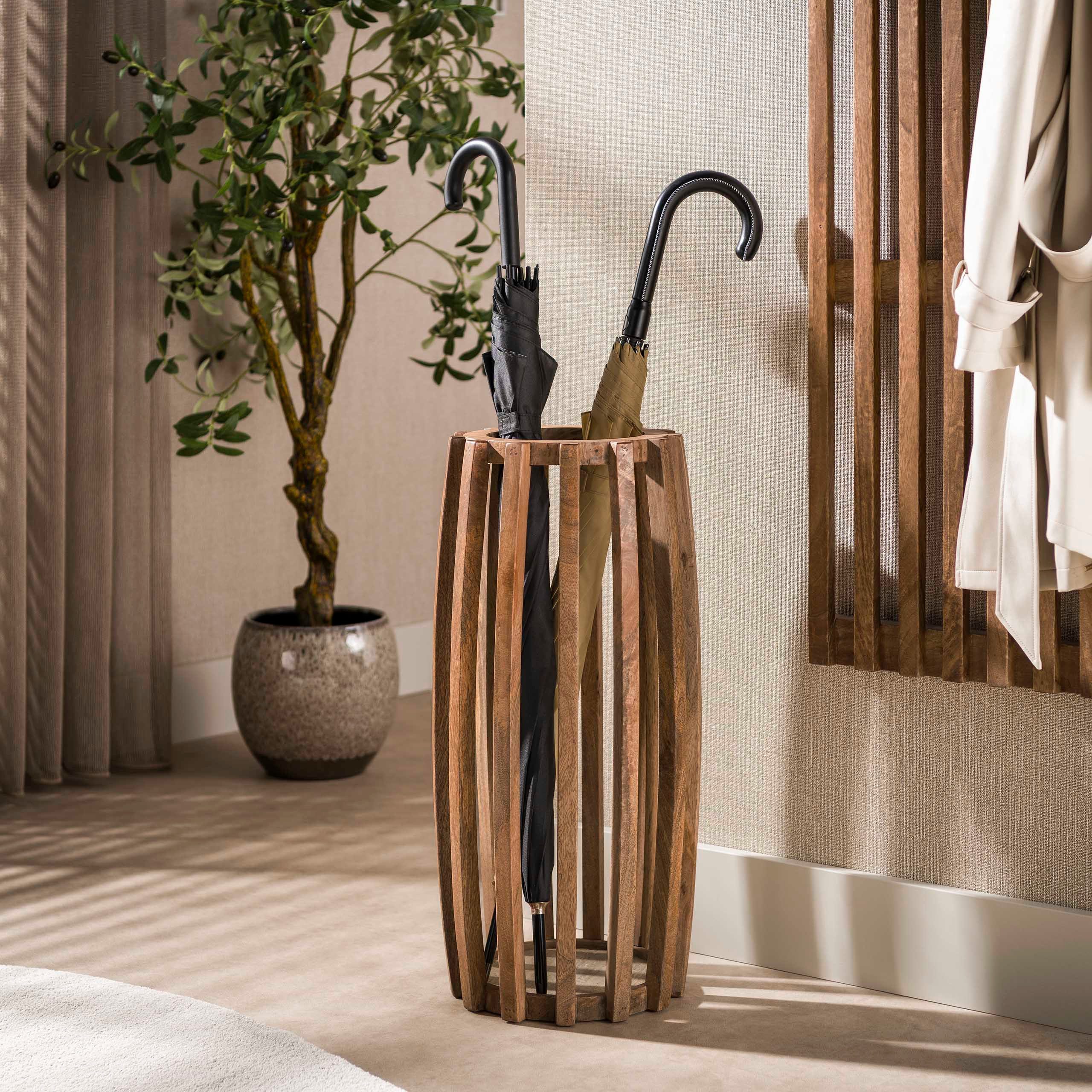 alesvelt Schirmständer LINEA Offener Massivholz-Schirmständer im Lamellen-Design