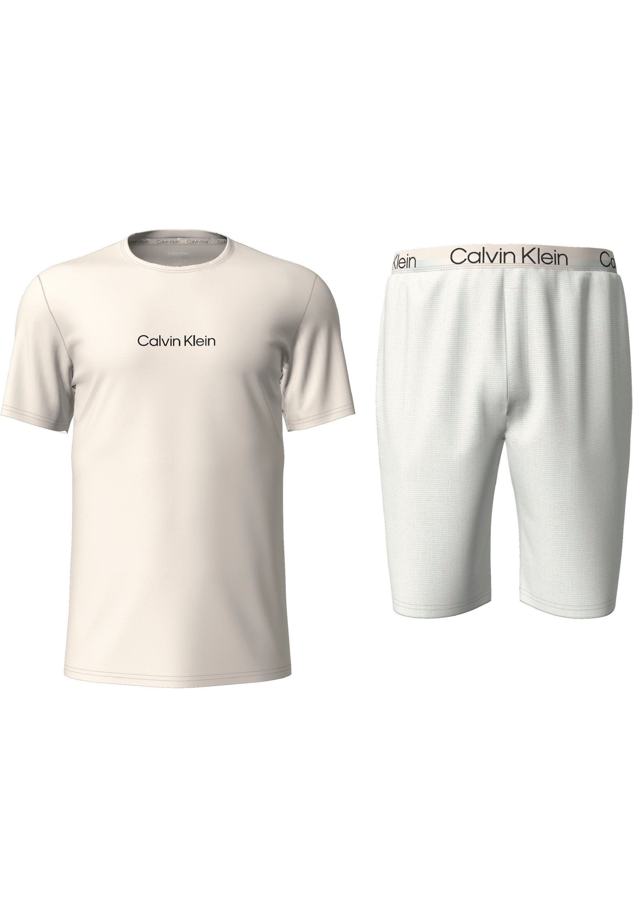 SHORT (Set, S/S auf der Brust tlg) Underwear mit Logoschriftzug 2 Pyjama Calvin Klein SET
