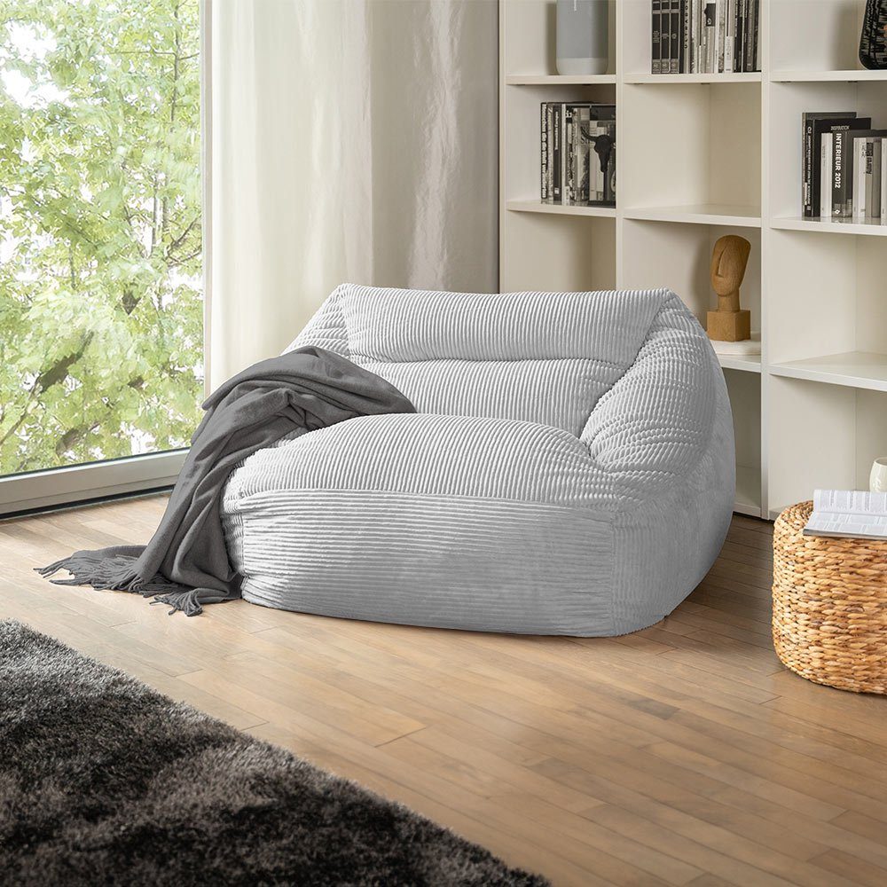 HOME DELUXE Sitzsack Sessel COZY 100 x 88 x 80 cm - Farbauswahl, Cord Sitzsack, Beanbag, Bodenkissen, Couch