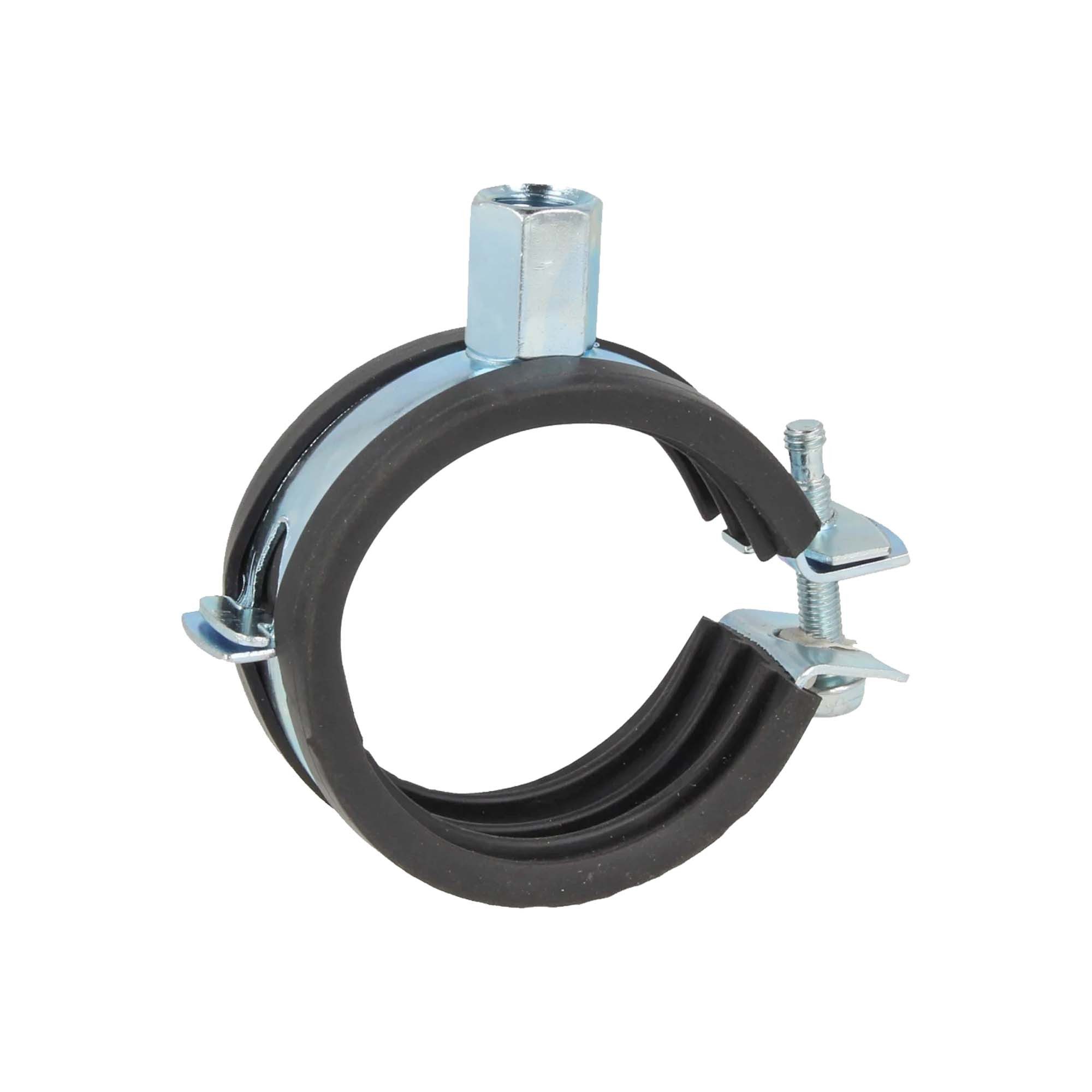 tecuro Rohrschelle Einhand Schraubrohrschelle, M8/M10, verzinkt mit Schallschutzeinlage