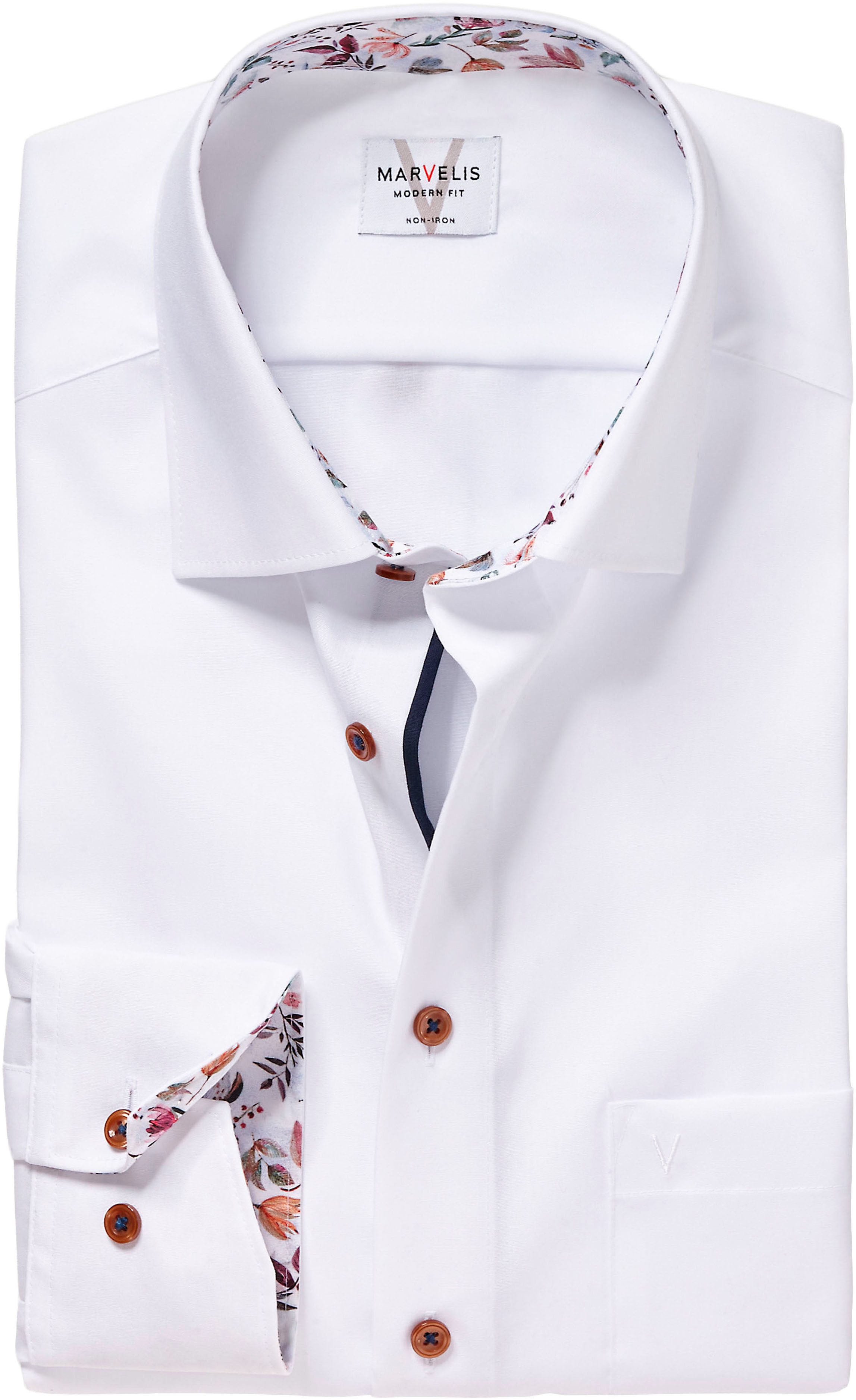 MARVELIS Langarmhemd mit New-Kentkragen, modern fit, bügelfrei