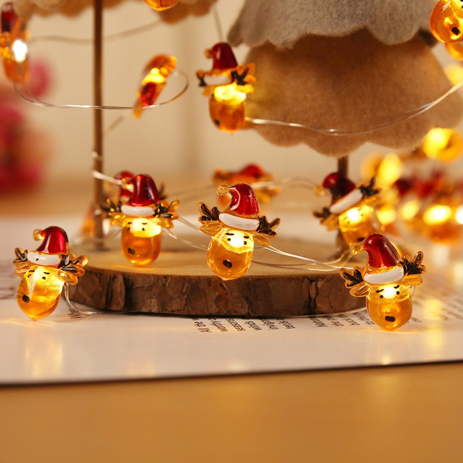 Rosnek LED-Lichterkette 1/2M, Weihnachtsmotiv, Kupferdraht, batterie, für Schlafzimmer Party, Restaurant Deko Weihnachtshirsch