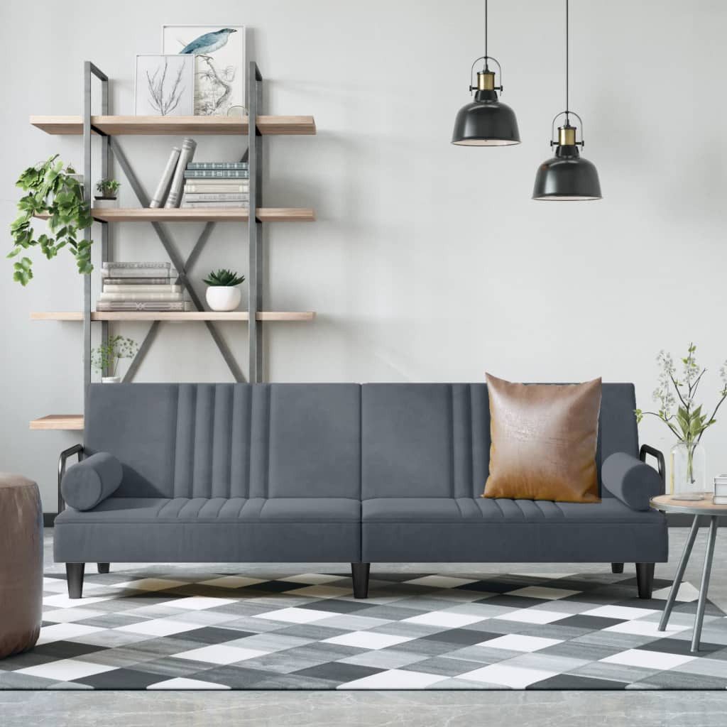 vidaXL Sofa Schlafsofa mit Armlehnen Dunkelgrau Samt Schlafcouch Couch Sofa günstig online kaufen