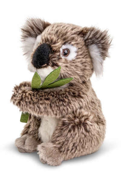Uni-Toys Kuscheltier Koala mit Blatt, sitzend - 16 cm (Höhe) - Plüsch-Bär - Plüschtier, zu 100 % recyceltes Füllmaterial
