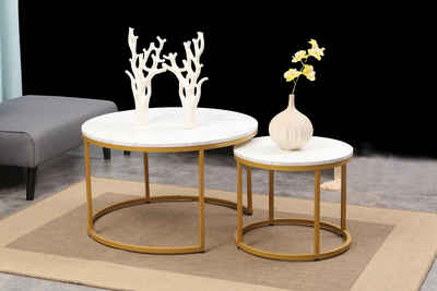 designimpex Couchtisch Design 2er Set Couchtisch GD-111 rund Tisch Wohnzimmertisch