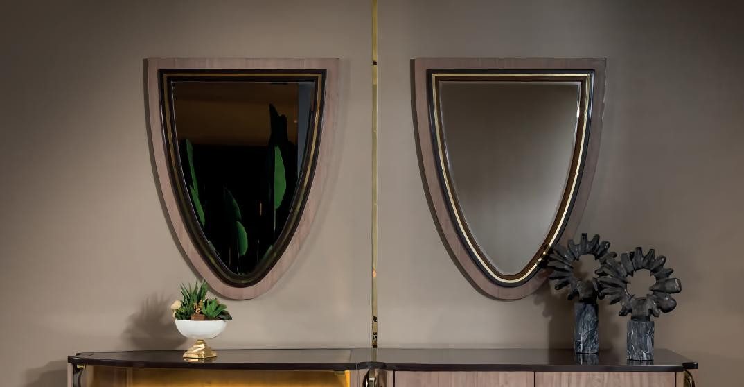 JVmoebel Dekospiegel 2x Spiegel Wohnzimmer Luxus Wandmontage Design Holz Modern, Made in Europa