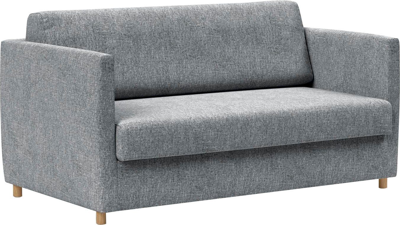 INNOVATION LIVING ™ 3-Sitzer Olan Schlafsofa, innovativ und modern, kompakte Stellfläche, leichtgängiger Ausklappmechanismus; schmale Armlehnen, Eichenfüße
