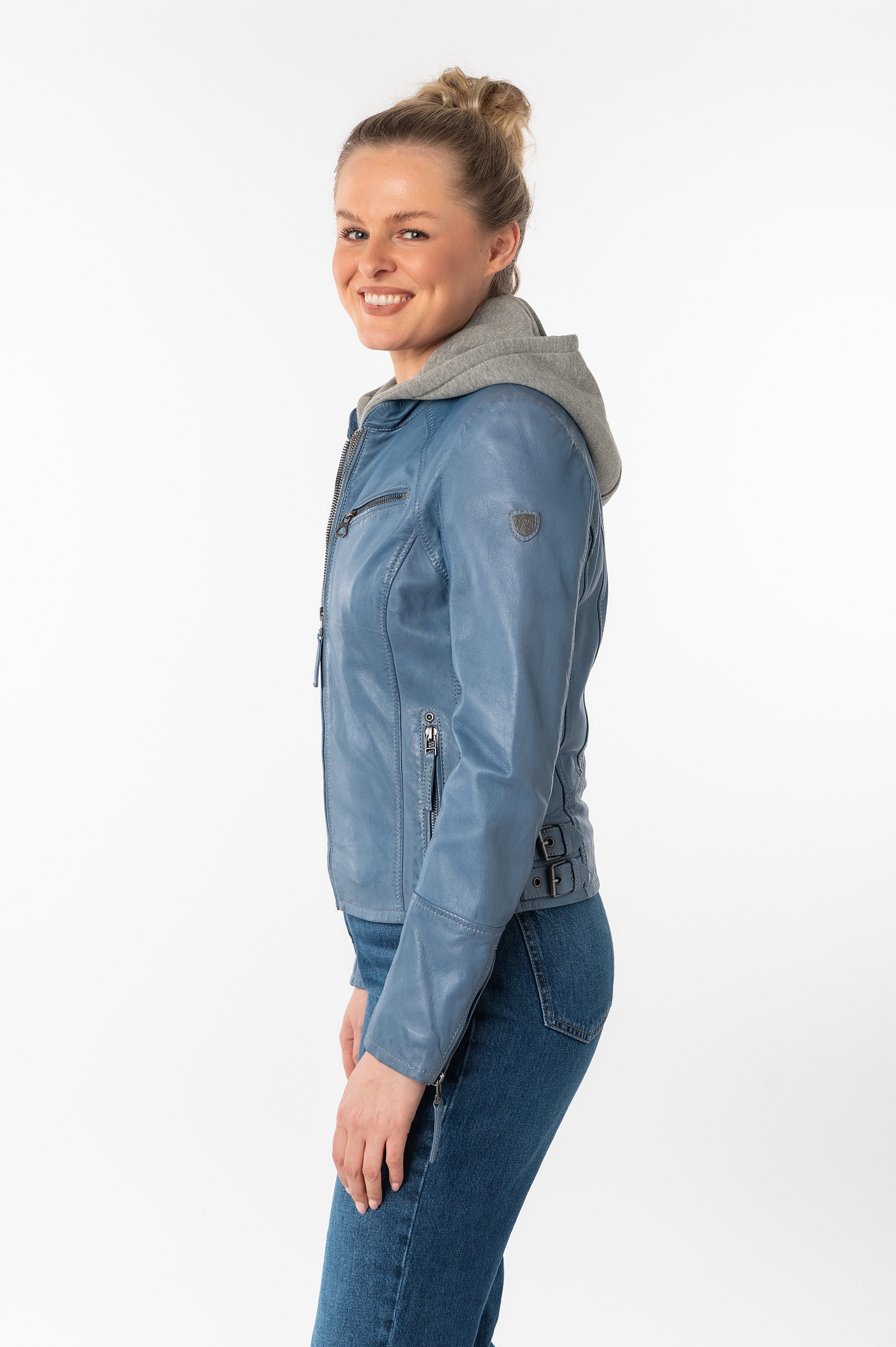 Mauritius Lederjacke NOLA Two-in-One Style - mit abnehmbarer Jersey-Kapuze – Bild 5 von 5