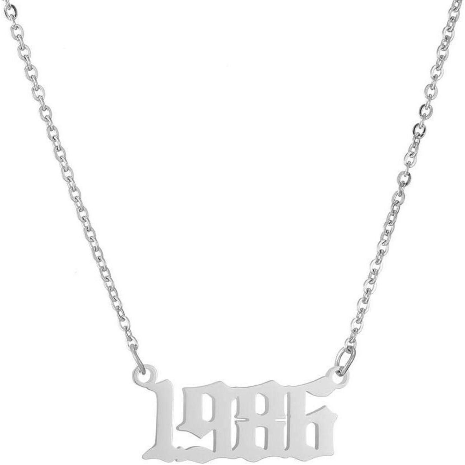 LuxusKollektion Kette und Anhänger Set Kette Damen Geburtsjahr Edelstahl Nummeranhänger Silber 2001 Silber