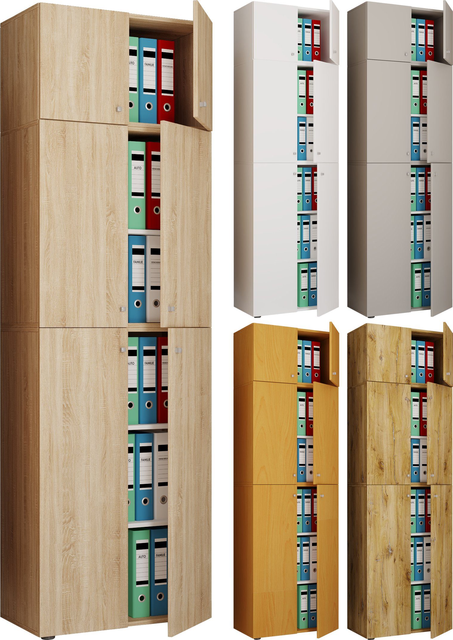 VCM Aktenschrank XXL Büroschrank Aktenschrank Schrank Lona 5fach A (1-St) Weiß