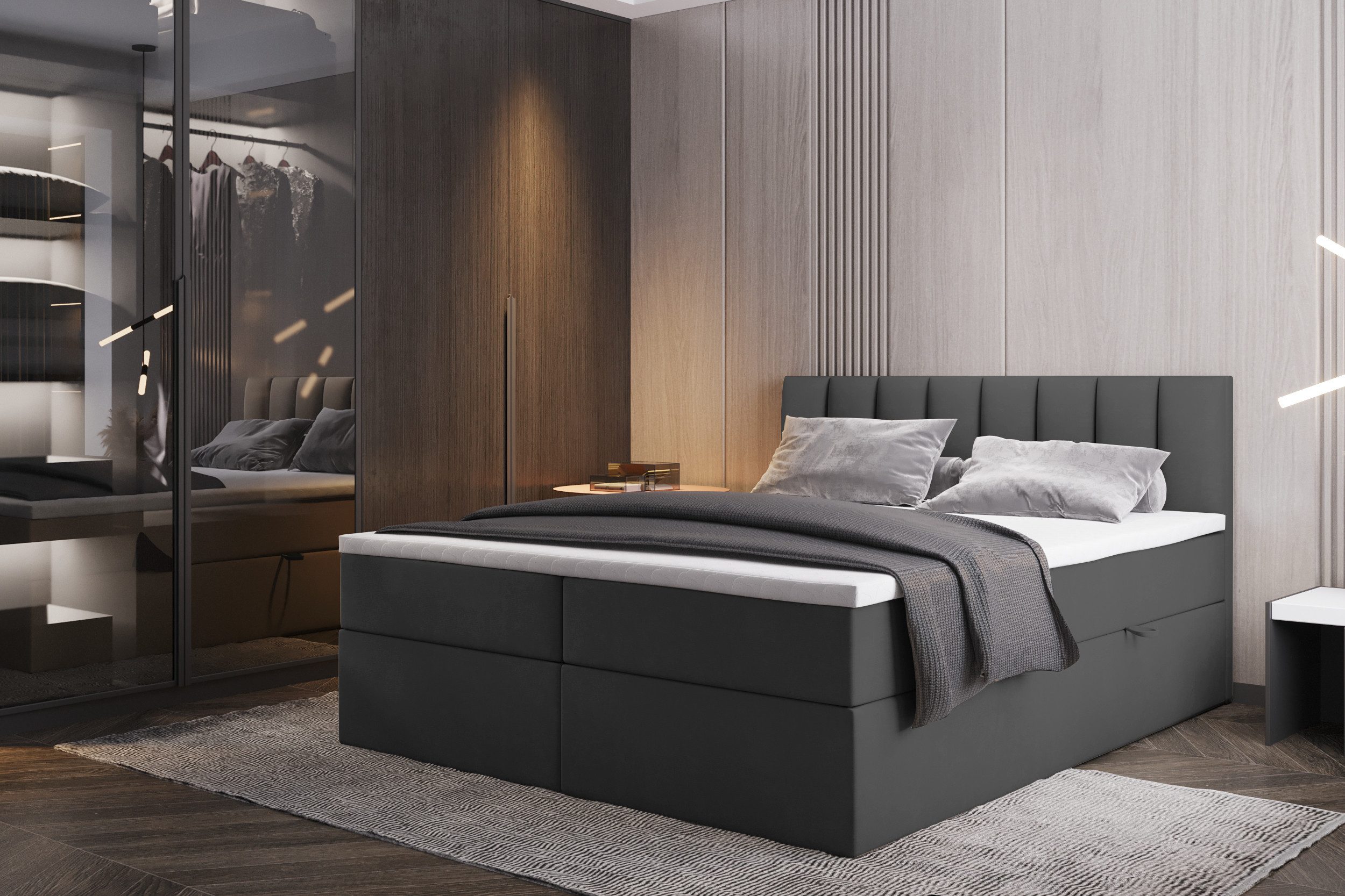 TRADA Boxspringbett PALERMO mit Topper - Bonell Matratze mit Bettkasten - E günstig online kaufen