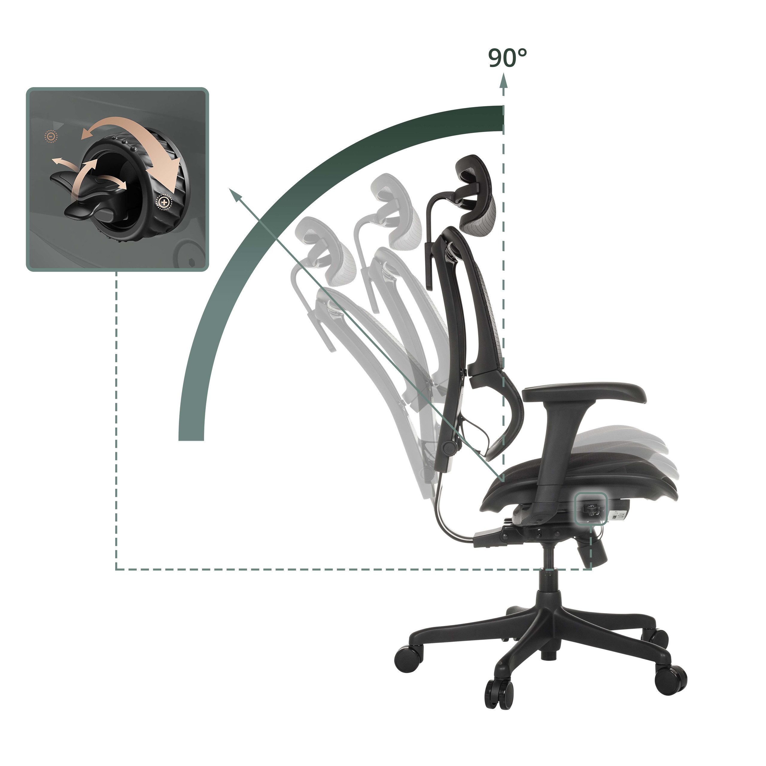 hjh OFFICE Drehstuhl Luxus Chefsessel Ergohuman Slim Eco F Gen2 (1 St), Profi Bürostuhl Schreibtischstuhl ergonomisch