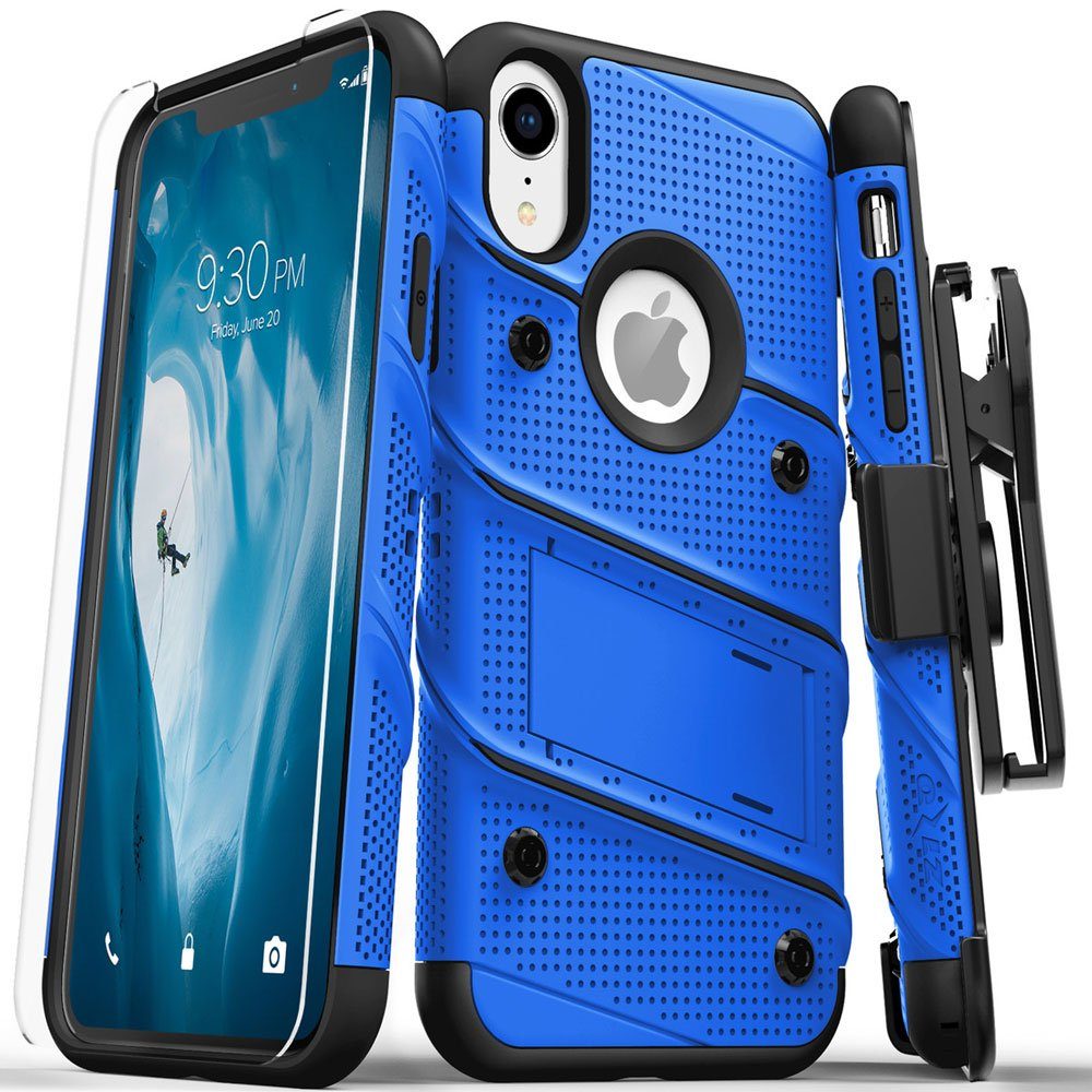 FITSU Handyhülle Hülle für iPhone XR Outdoor Case Handyhülle 6,1 Zoll, Handyhülle für iPhone XR inkl. Schutzglas mit Gürtelclip Outdoor Case