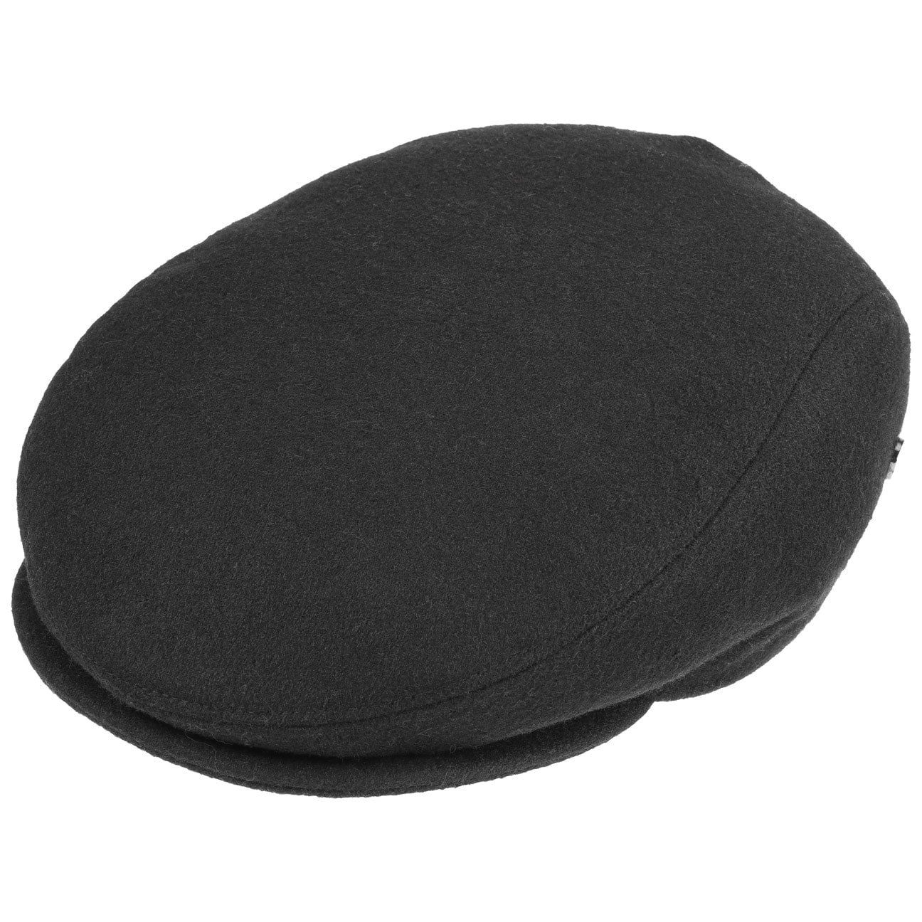 (1-St) in schwarz Cap Lierys mit Schirm, Made Flatcap Flat Italy