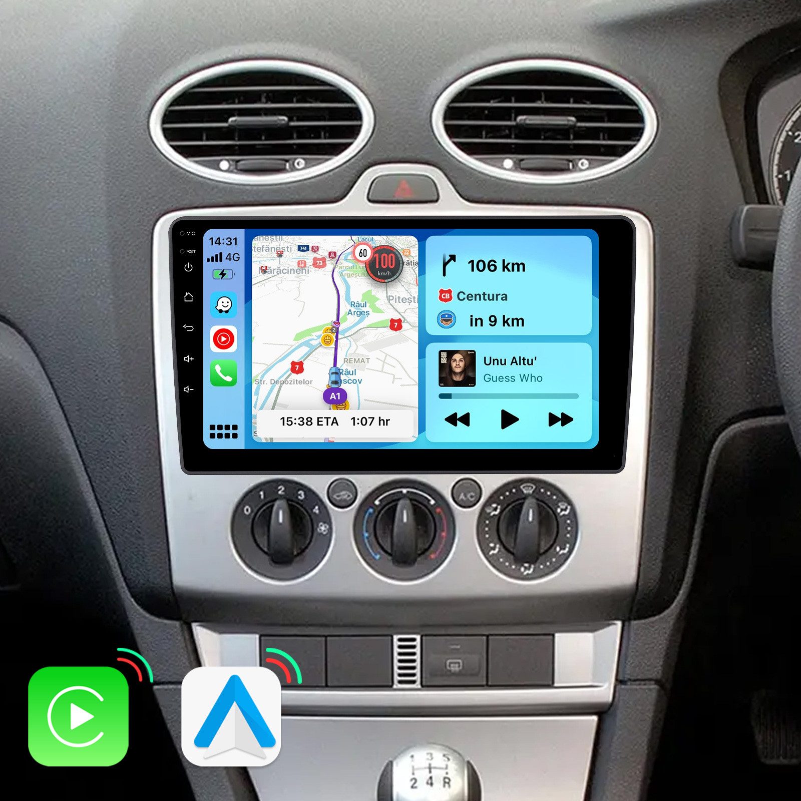A-Sure 5s Schnellstart Carplay Android Auto Für Ford Focus MK2 2004-2011 AI Autoradio (5s Schnellstart/1280*720 Screen/Apple Carplay/Android Auto/Bluetooth)