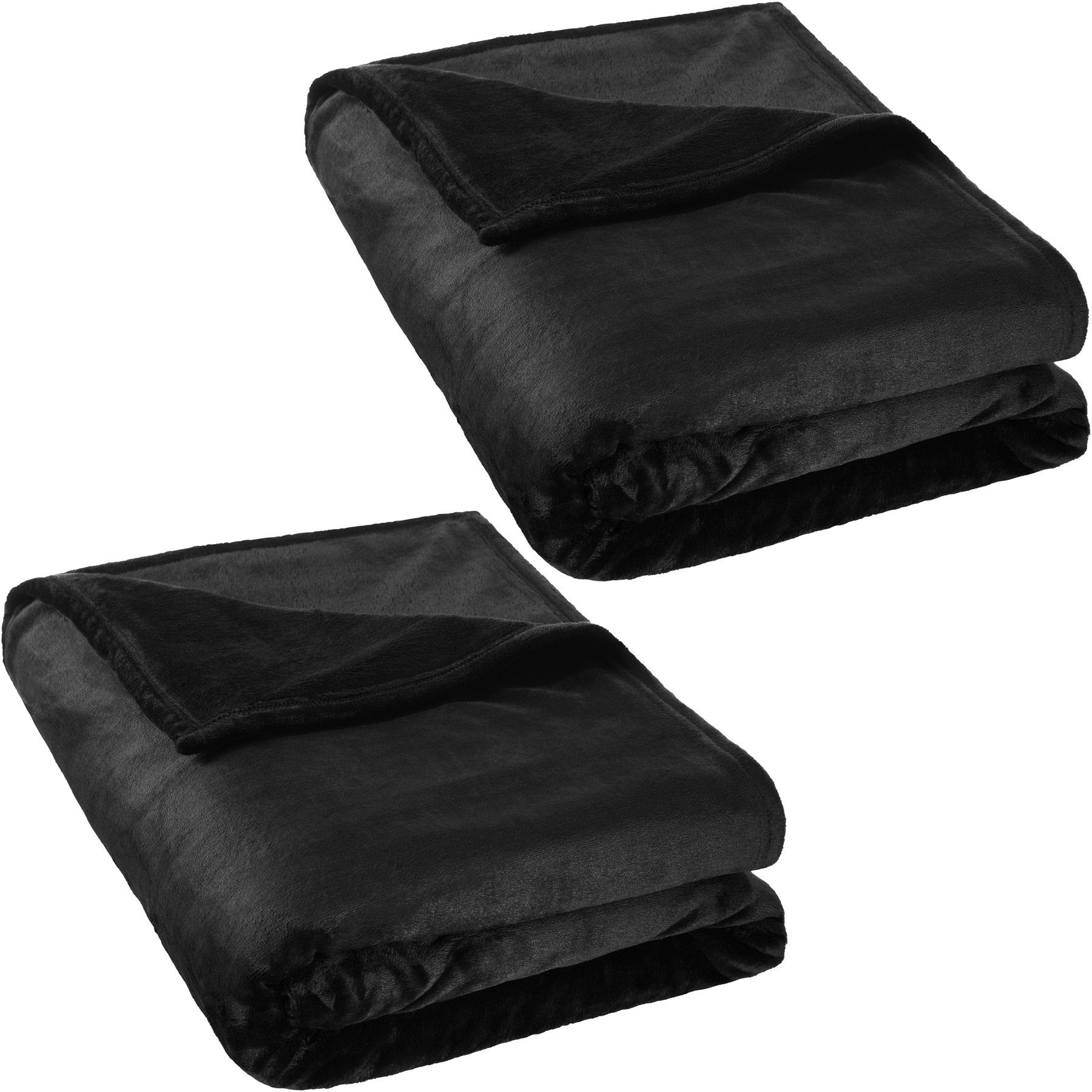 schwarz Tagesdecke Kuscheldecken tectake, 2 Polyester Waschmaschinenfest 220x240cm,