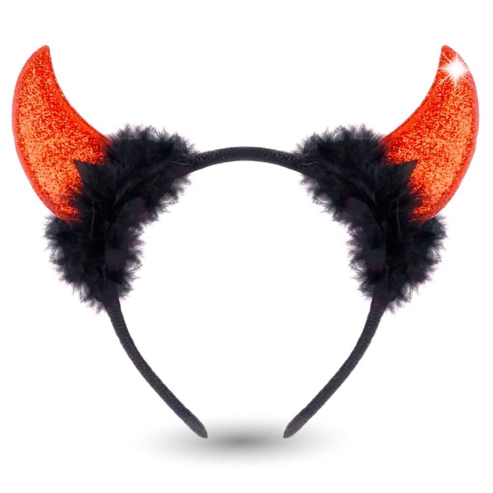 Kostümheld® Teufel-Kostüm Teufelsohren Teufelshörner Teufel - Halloween Kostüm Damen, Flexibles Band / Realistisches Design