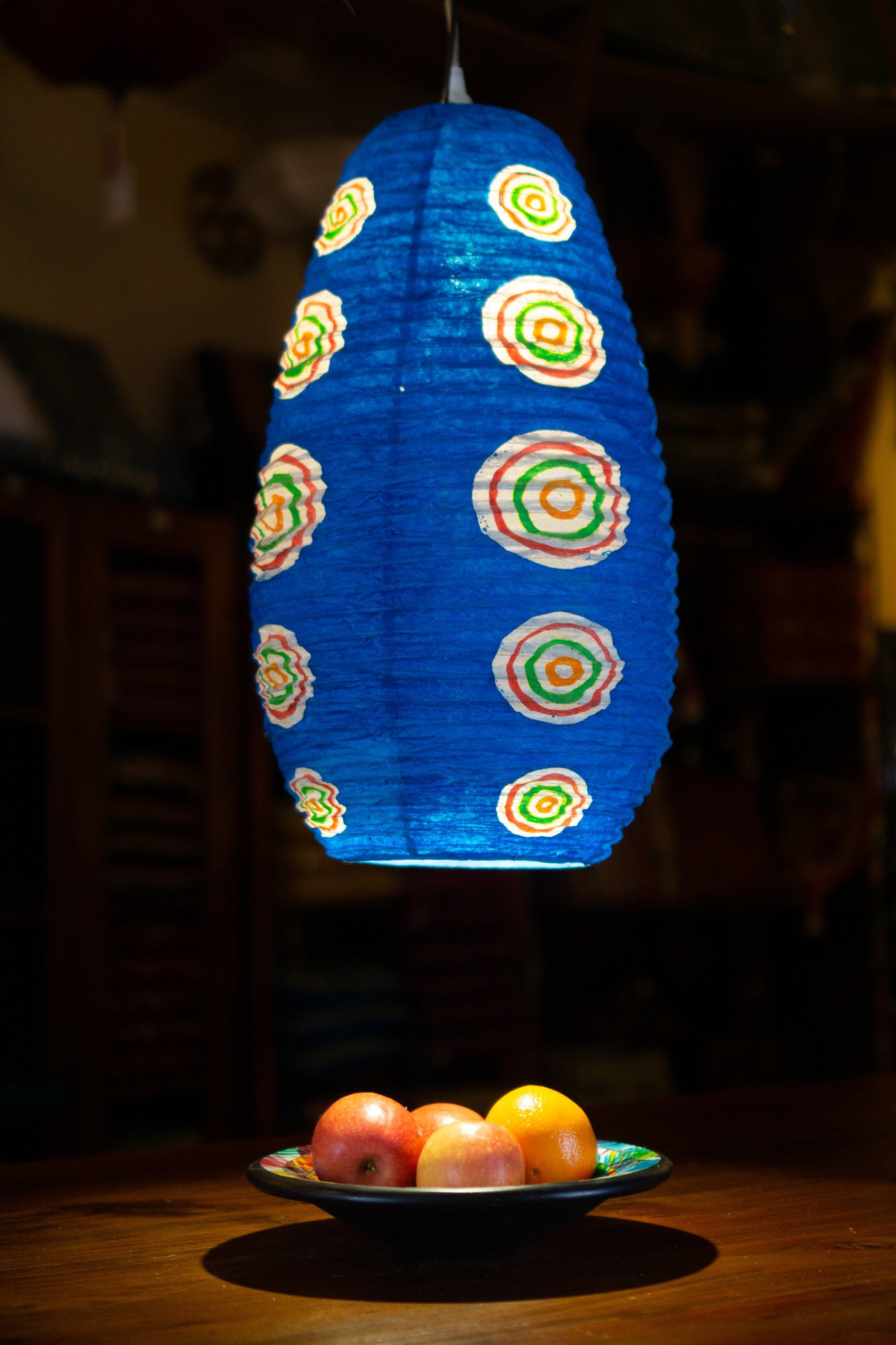 Lokta Papierlampenschirm, inklusive Ovaler Hängelampe.., nicht Guru-Shop Leuchtmittel Deckenleuchten blau