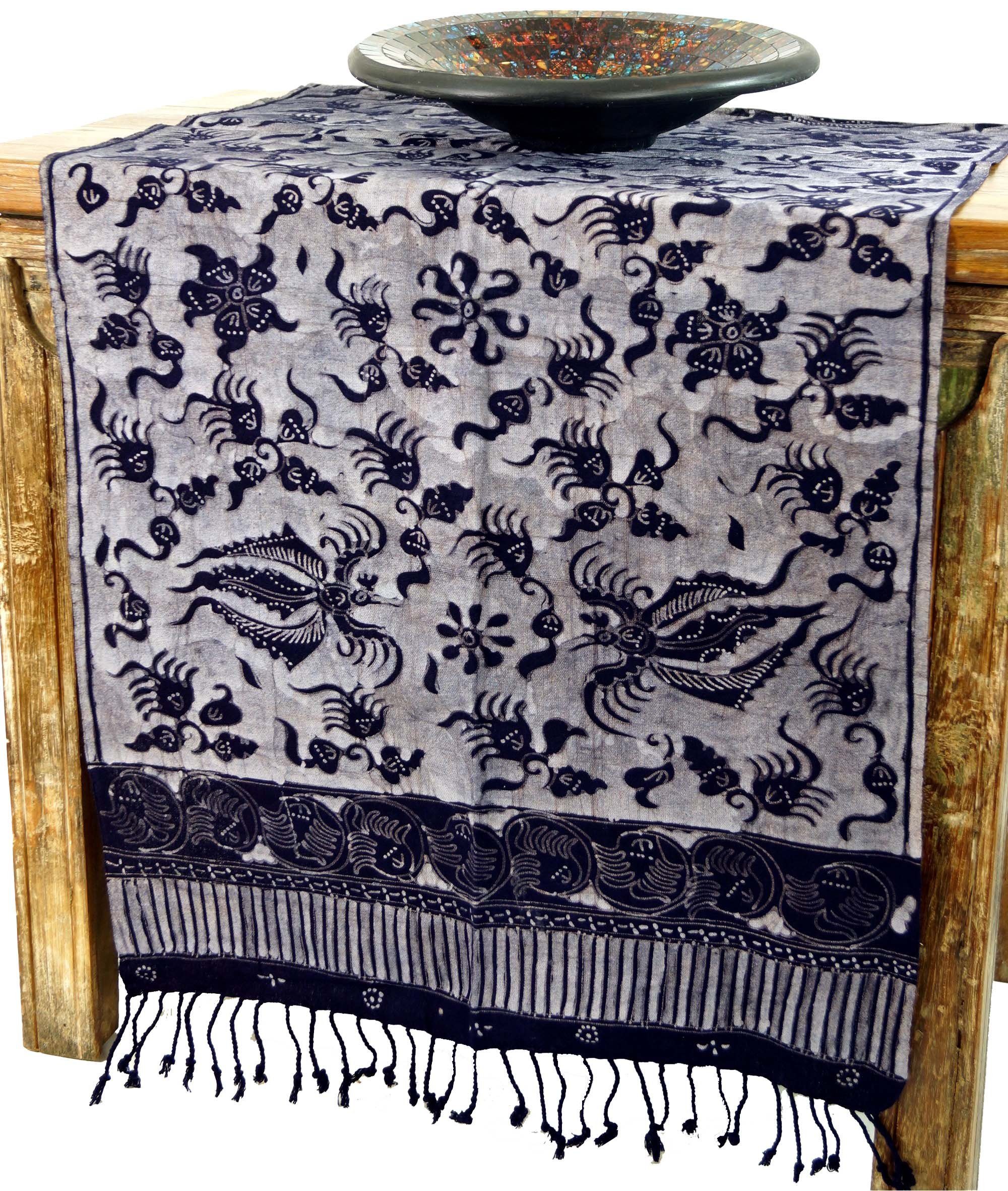 Guru-Shop Tischläufer Batik Tischläufer, Wandbehang aus Indonesien -.. 190 x 50 Design 1
