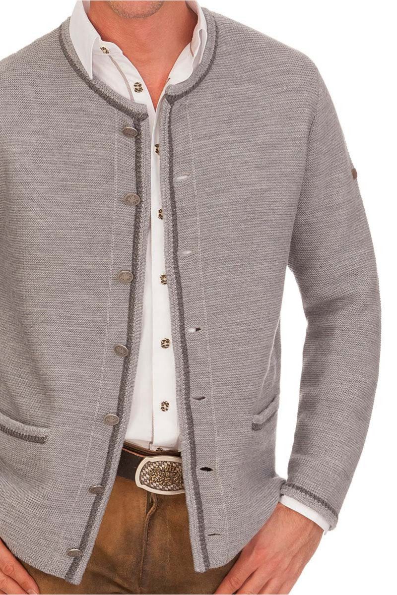 Spieth & Wensky Trachtenstrickjacke Trachten Strickjacke Herren - HELMUT - hellgrau