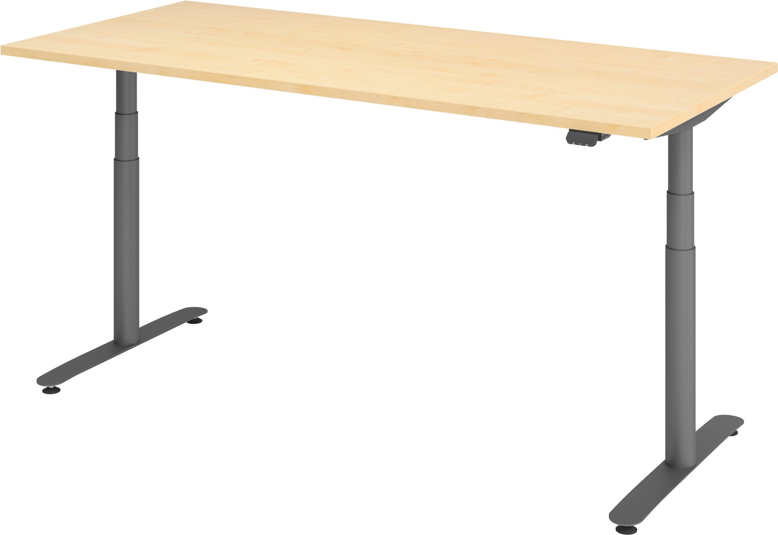 bümö Schreibtisch Schreibtisch elektrisch Bluetooth & App XDLR, Rechteck: 180 x 80 cm - Dekor: Ahorn - Gestell: Graphit