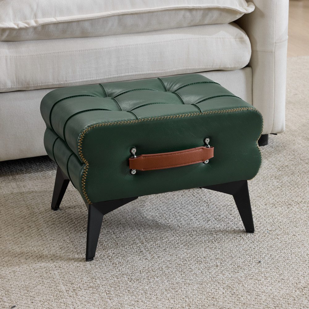 BBWL Fußhocker Metallbeine tragbar multifunktional Schuhwechselhocker PU Leder, Fußhocker Leder stabil modern für Wohnzimmer Schlafzimmer kompakt