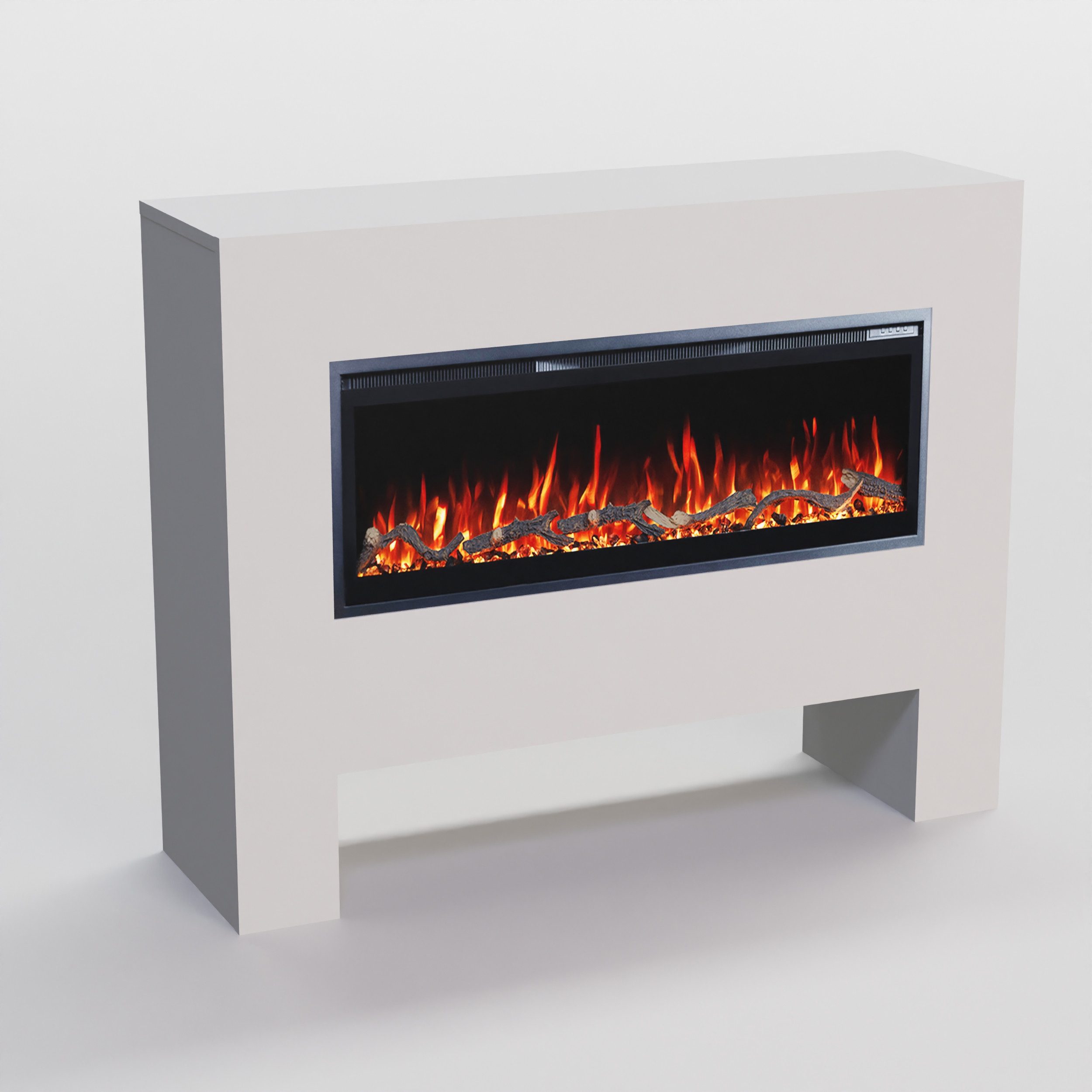 GLOW FIRE Elektrokamin Hermes weiß / grau / schwarz HERMES 3D LED Kamin mit Heizung, Elektrischer Kamin mit 3D Feuer mit Heizung, 2 Dekorationen