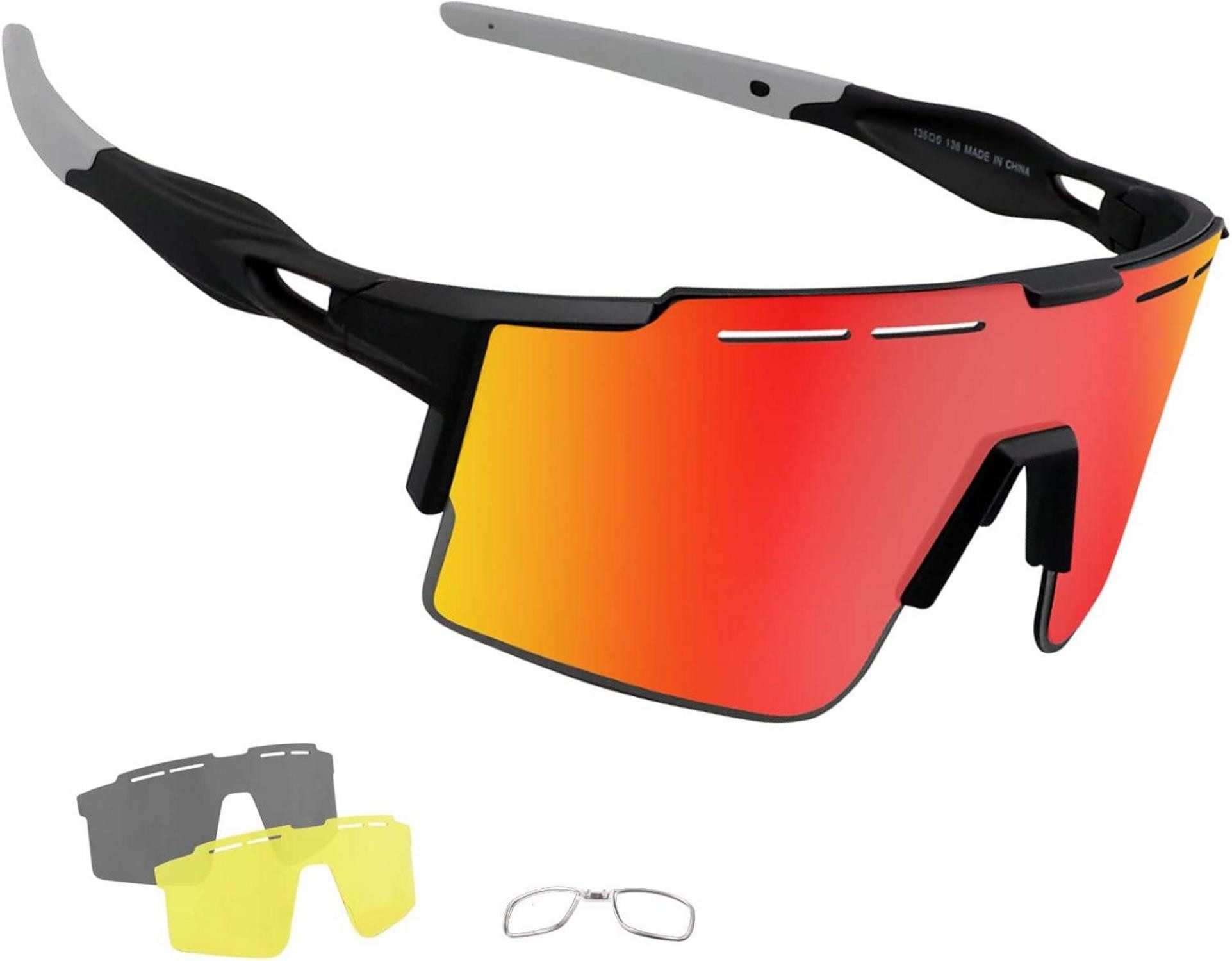 Sonnenbrille Fahrradbrille Polarisierte Sonnenbrille mit 3 Wechselgläser UV400
