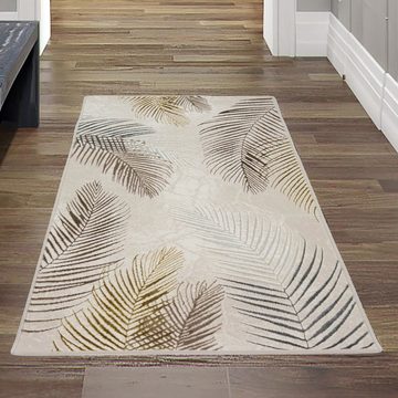 Teppich Designer Teppich mit Palmenzweigen in gold, Teppich-Traum, rechteckig, Höhe: 8 mm