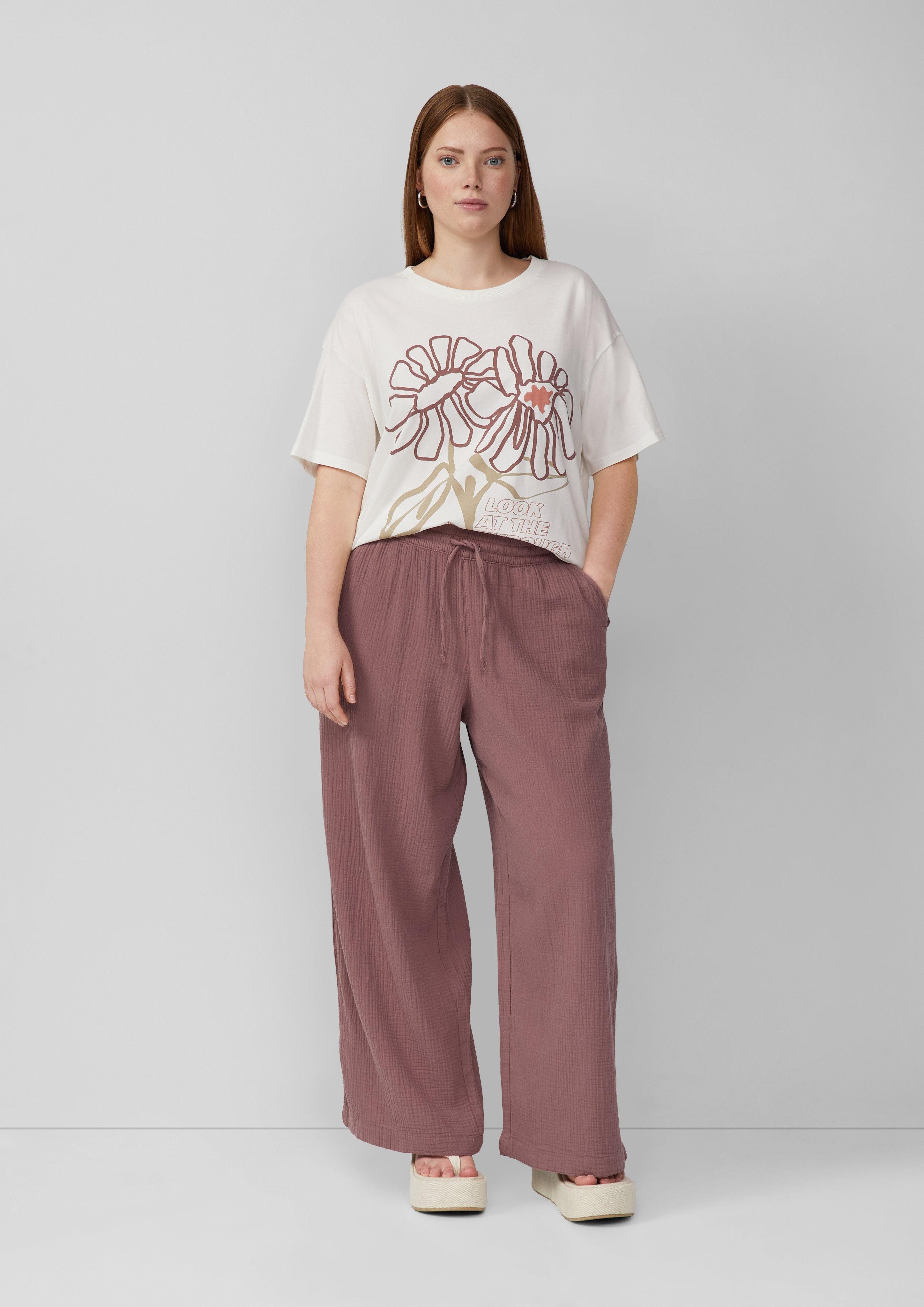 QS Stoffhose Musselin-Hose mit weitem Bein günstig online kaufen