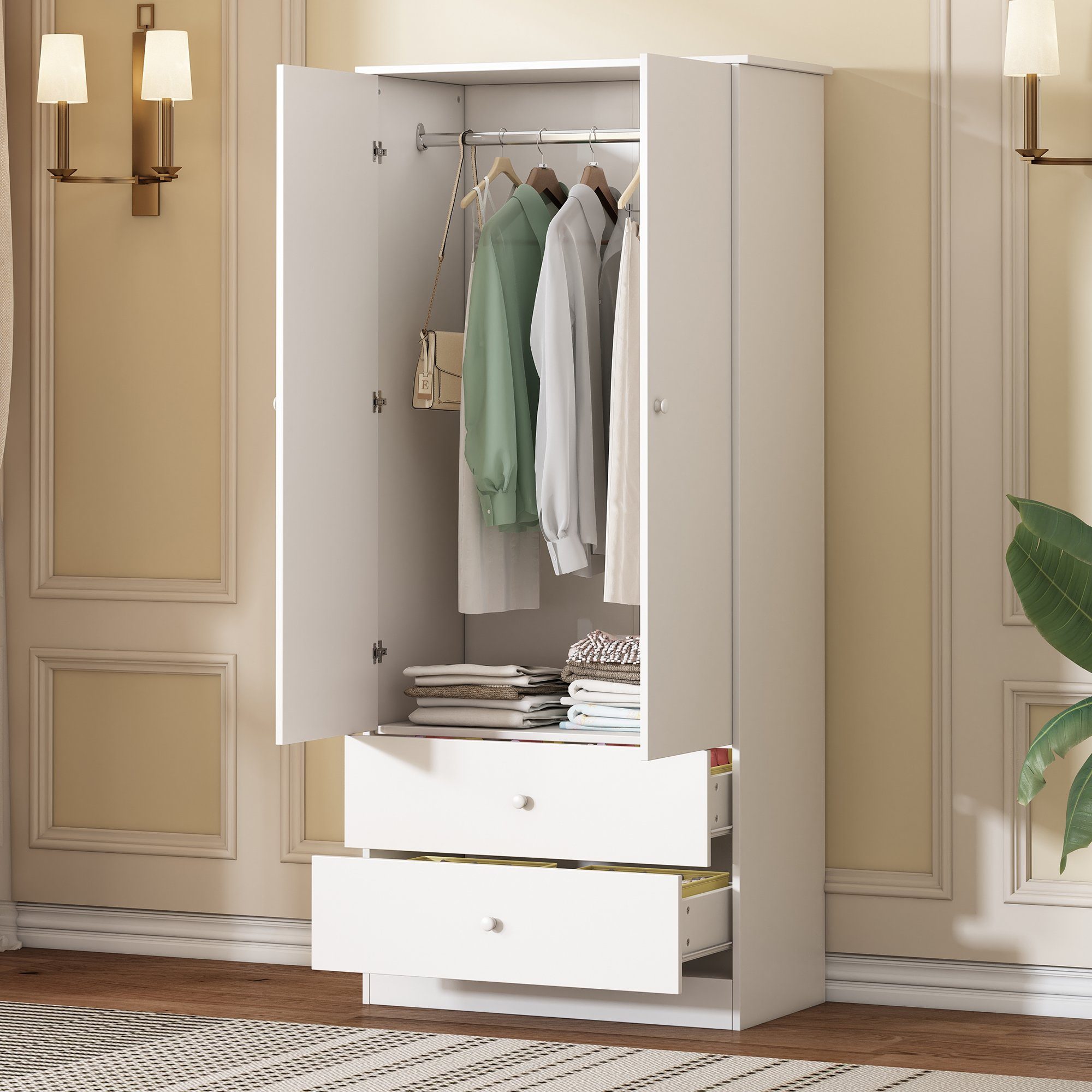 REDOM Kleiderschrank mit 2 Schubladen (mit günstig online kaufen