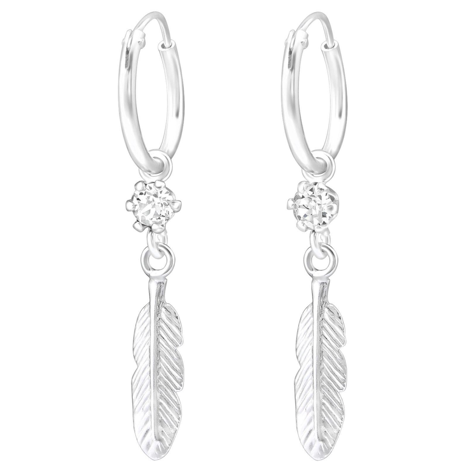 Monkimau Ohrring-Set Feder Ohrringe aus 925 Silber, Hypoallergen