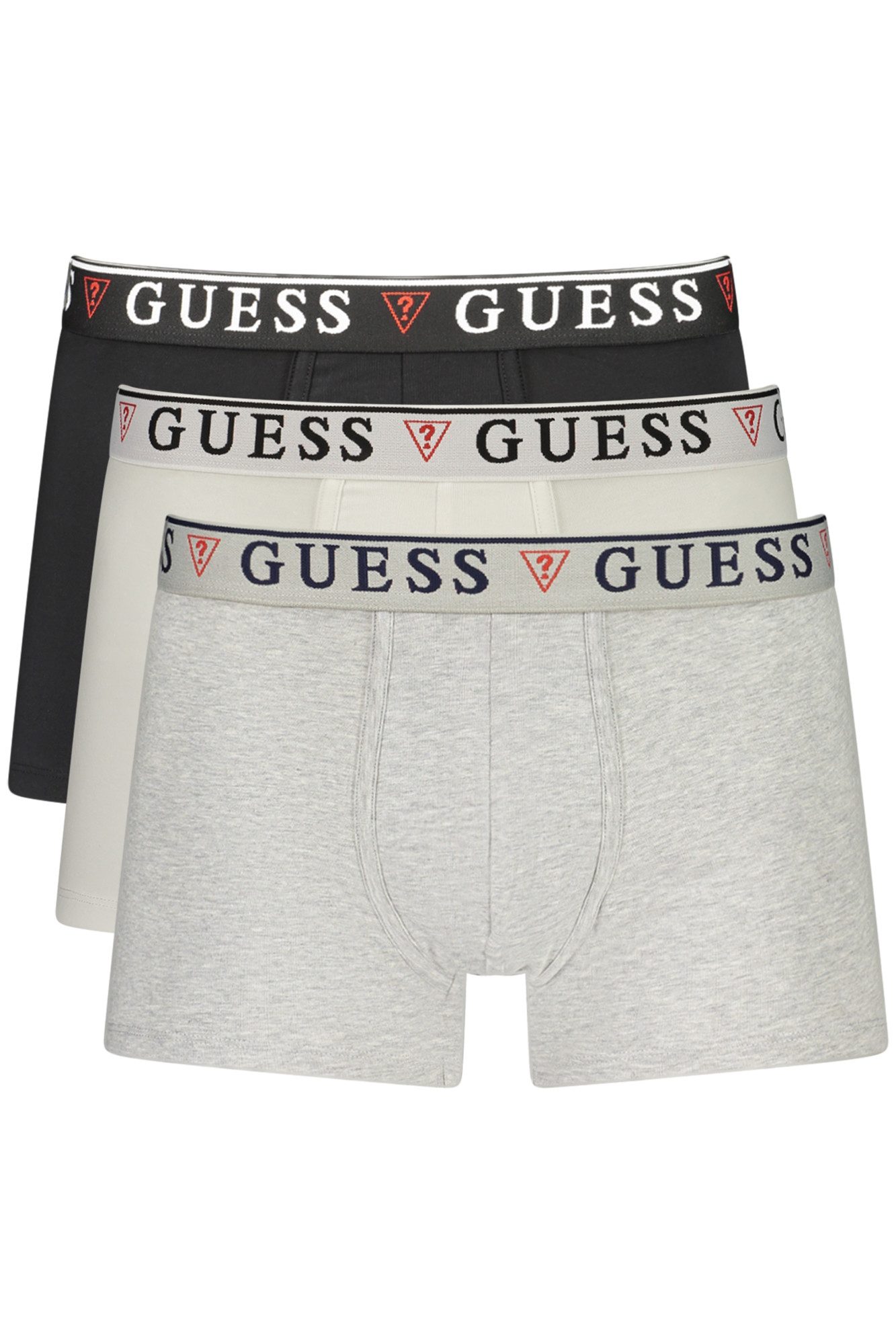 GUESS JEANS Boxershorts Herren Boxershorts im 3er-Pack – Weiß, Schwarz & Grau mit Logo-Druc