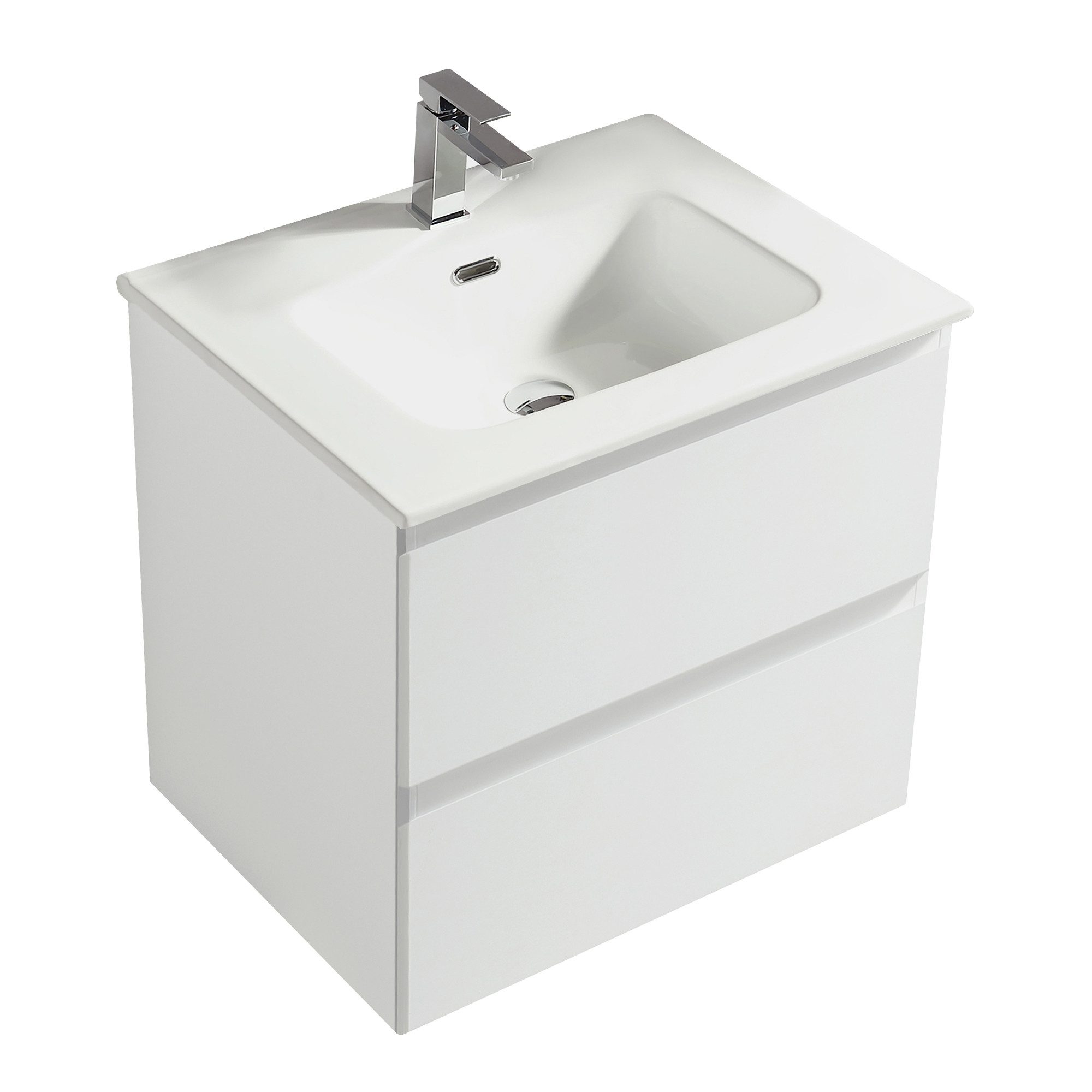 Alpenberger Badmöbel-Set Waschbecken mit Unterschrank 60cm hängend, komplett vormontiert, (Waschtisch mit Waschbecken, Bademöbel Set mit Waschbecken mit Schublade), Badezimmer Moebel Set 2 teilig