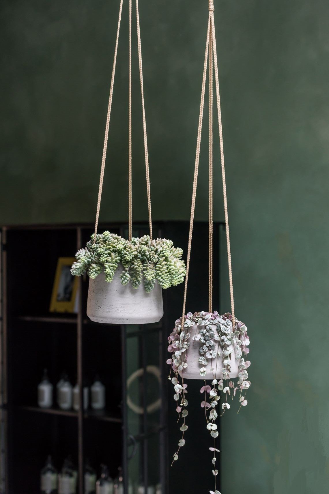 finestgreen Handgefertigte Grau Blumenampel Blumenampel Patt Hanging