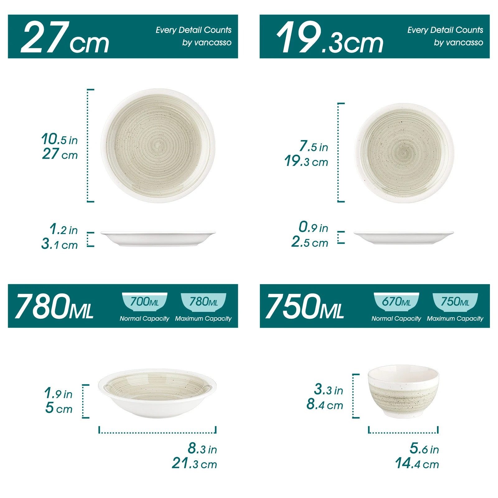 Quality Elegance Geschirr-Set Steingut Tafelservice 16-teilig – Teller & Schalen Set für 4 Personen (16-tlg), 4 Personen, Steingut