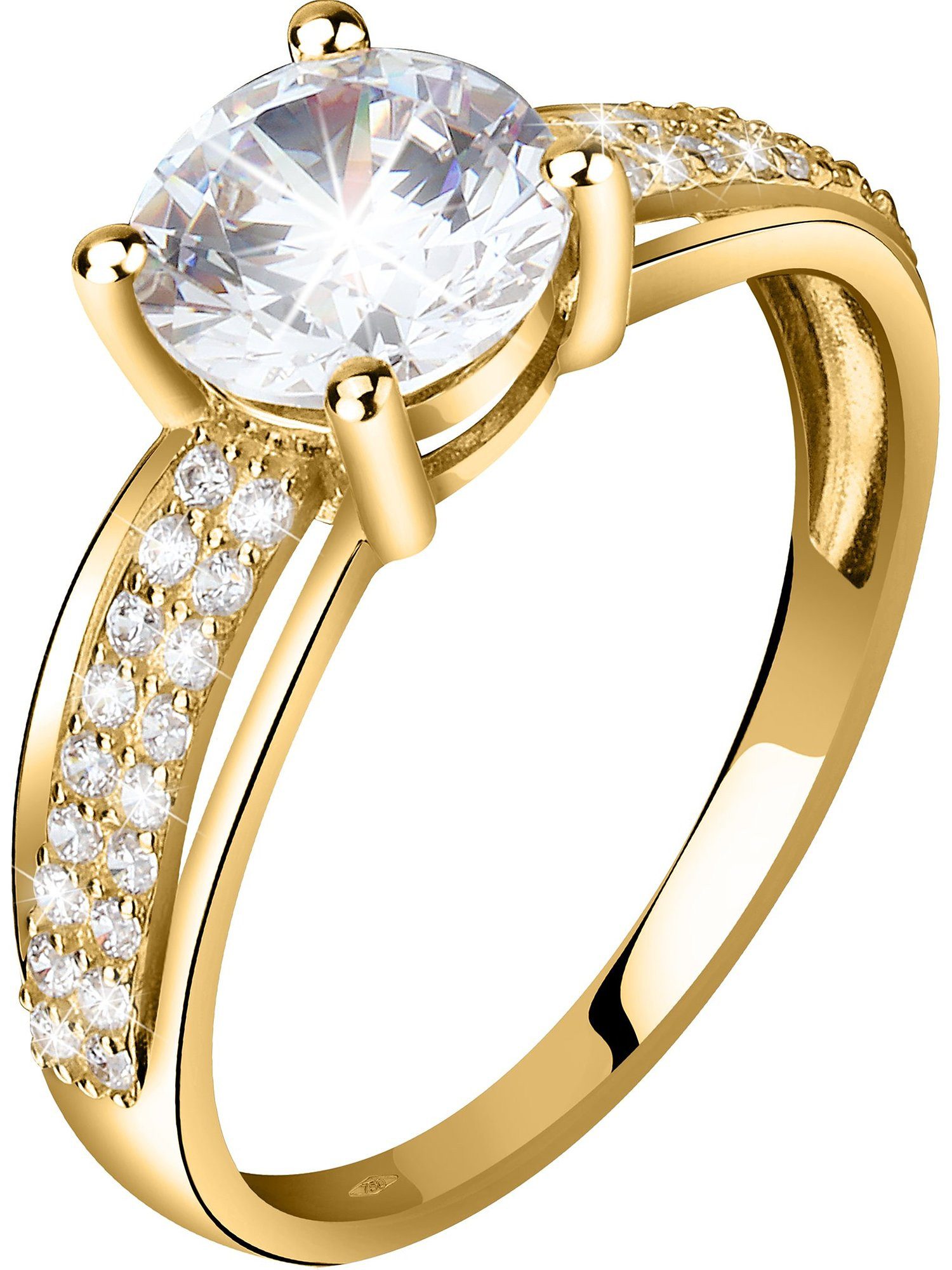 Fingerring CHRIST Damen-Damenring 375er Gelbgold Zirkonia
