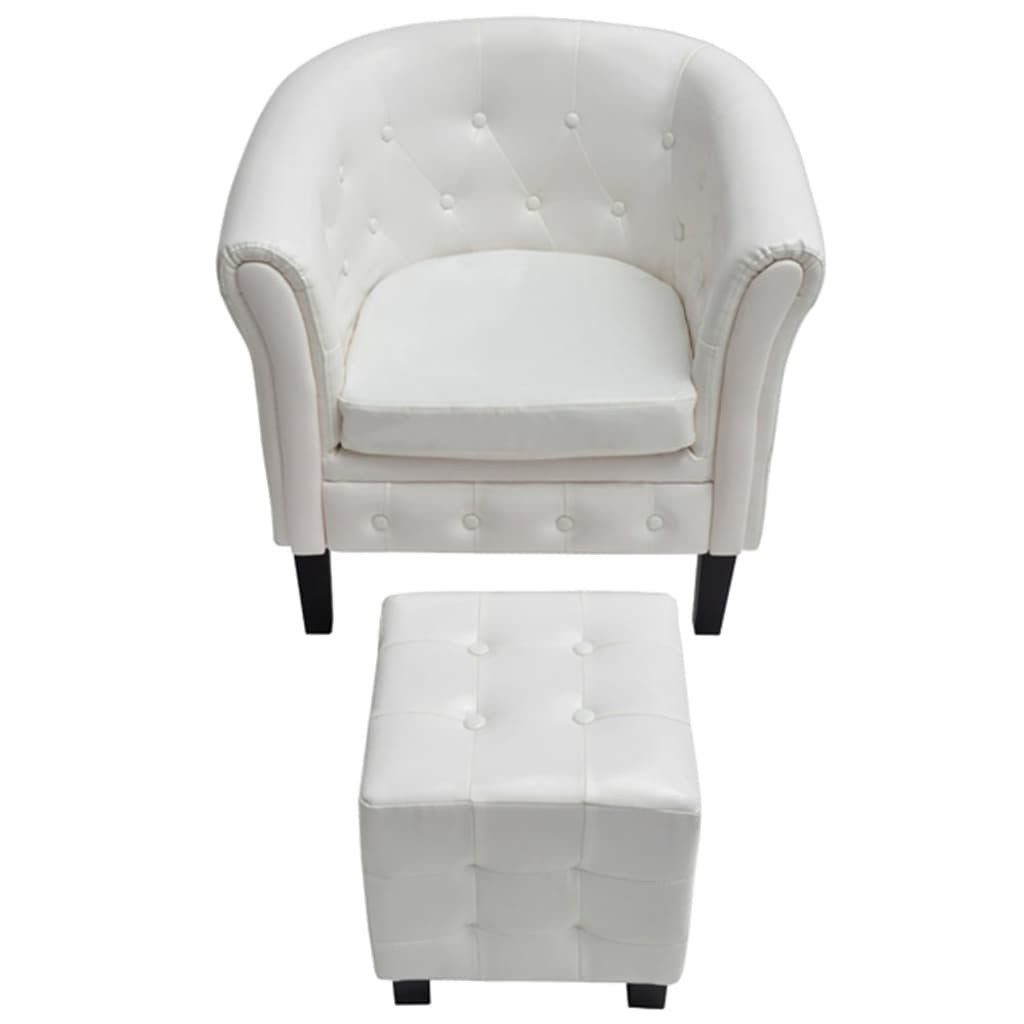 vidaXL Sessel Clubsessel mit Fußhocker Weiß günstig online kaufen