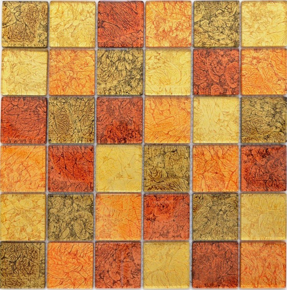 Crystal Matten braun Glasmosaik Mosaik / gold Mosaikfliesen Mosani orange glänzend 10