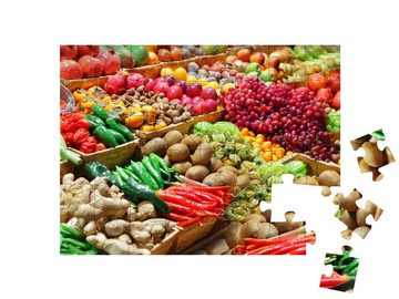 puzzleYOU Puzzle Obst und Gemüse auf einem Bauernmarkt, 48 Puzzleteile, puzzleYOU-Kollektionen Essen und Trinken