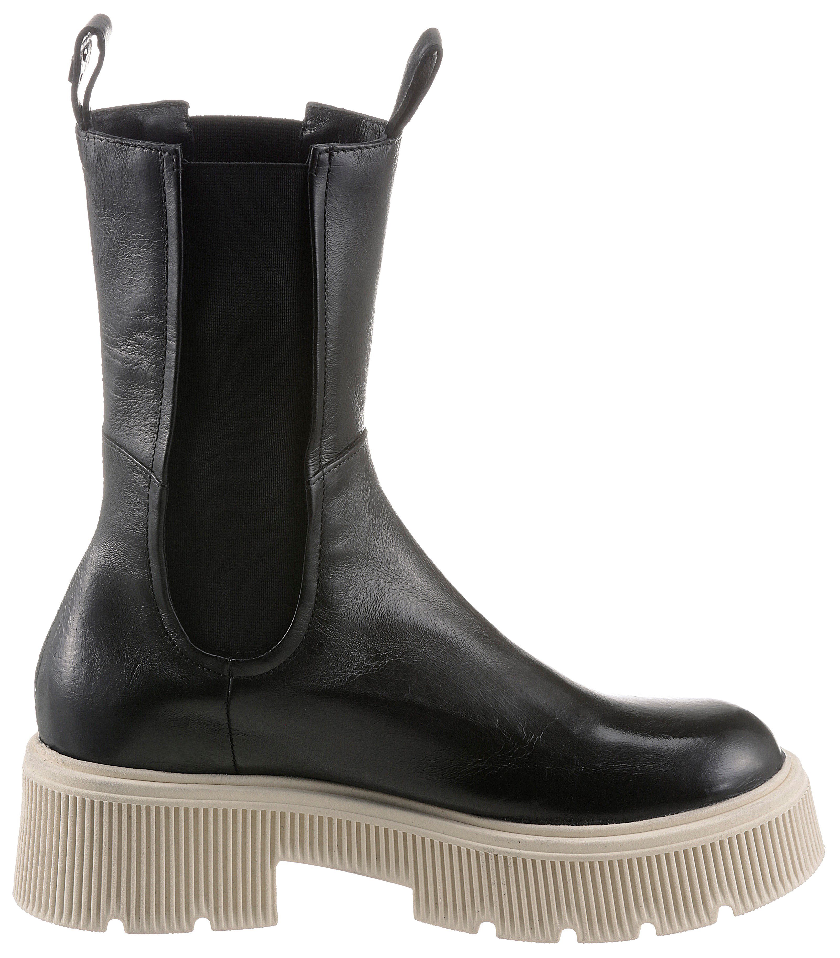 Mjus BOMBACOLOR Chelseaboots mit beidseitigem Stretcheinsatz schwarz-hellbeige