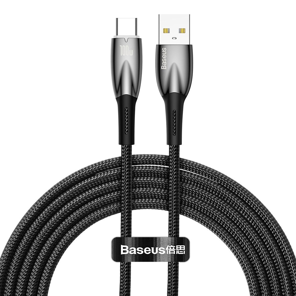 Baseus Glimmer Series Schnellladekabel USB-A-USB-C 100W 480Mbit/s 2m schwarz Smartphone-Kabel, (200 cm)