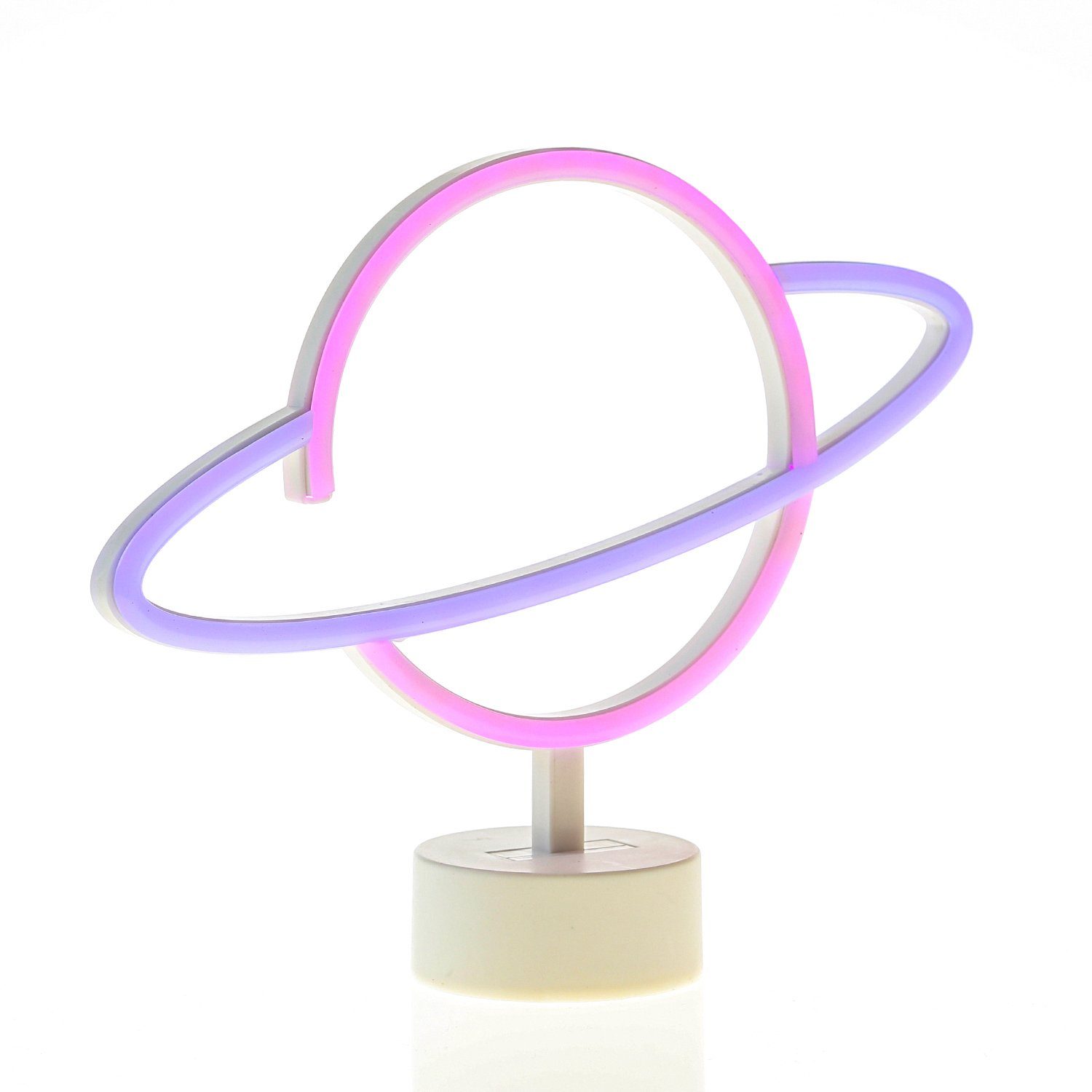30cm, LED mehrfarbig USB Classic, LED Dekolicht SATISFIRE Saturn / Leuchtfigur Batterie Neonschild Neonlicht bunt Planet LED
