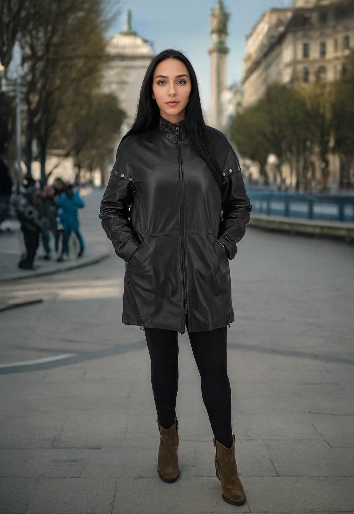 Hollert Wintermantel Ledermantel - Elodie Schwarz günstig online kaufen