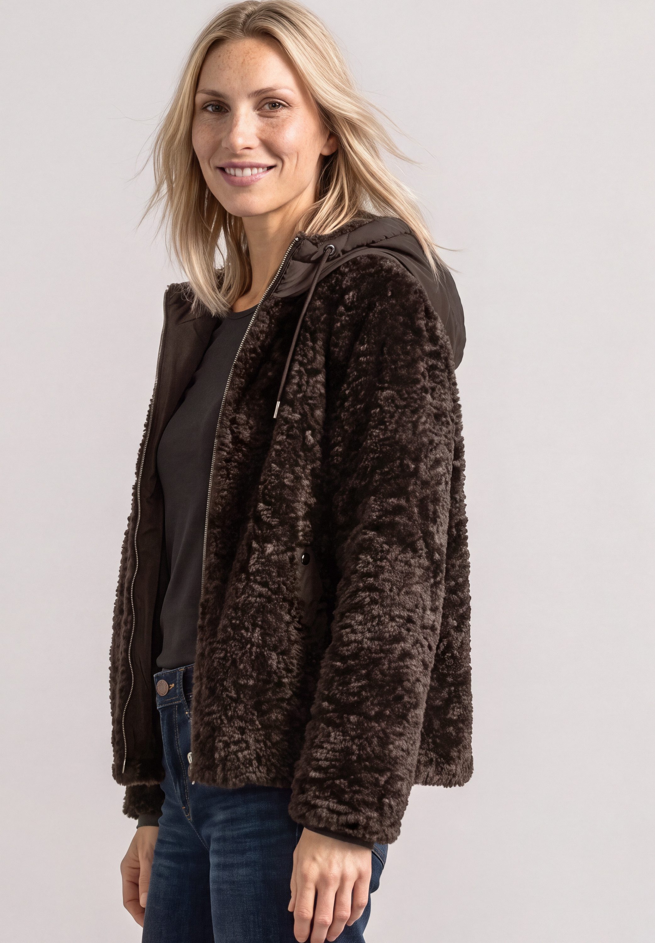 STREET ONE Fellimitatjacke in Unifarbe