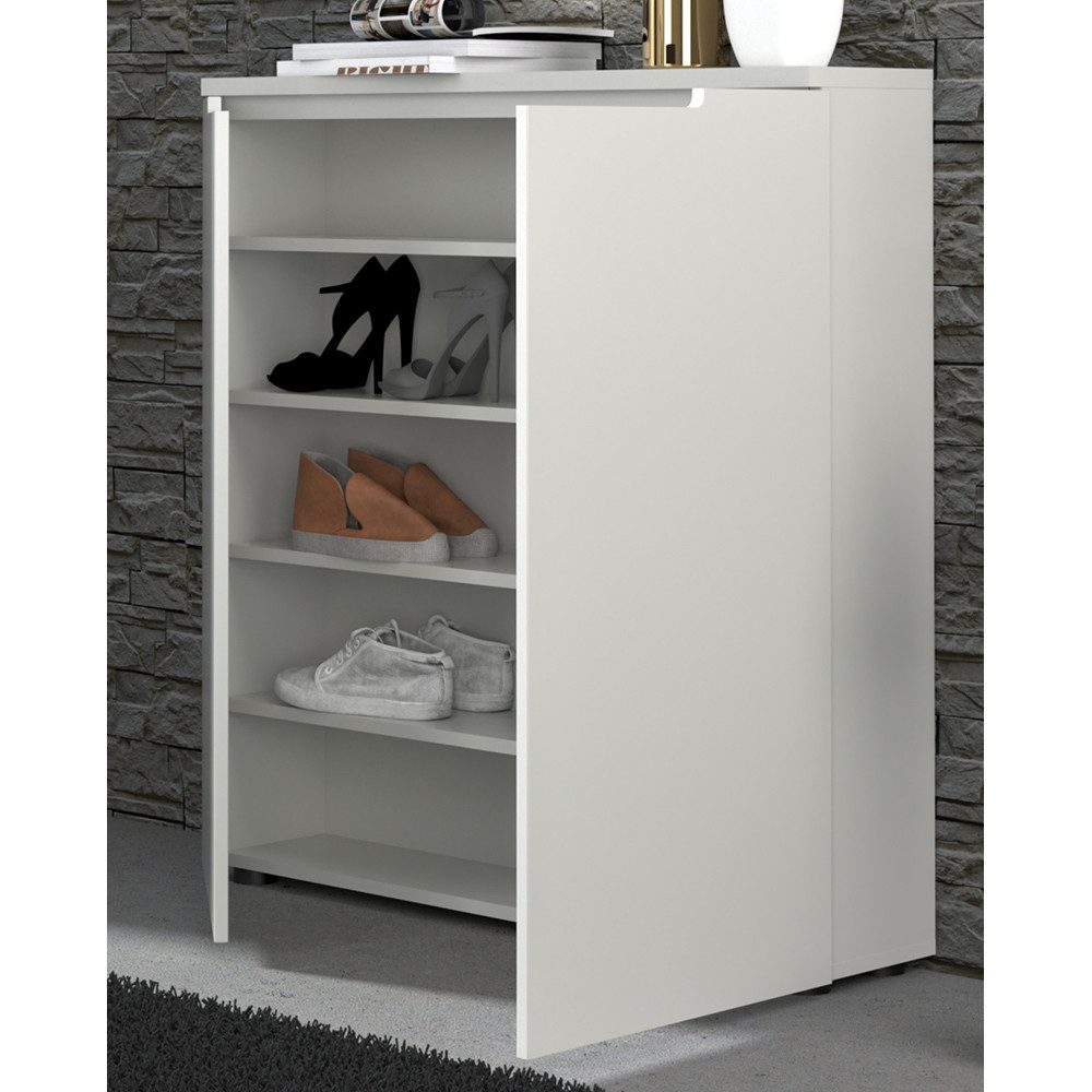 Lomadox Schuhschrank BREDA-36 Grau hell 97 cm 2 Türen Softclose grifflos geringe Tiefe