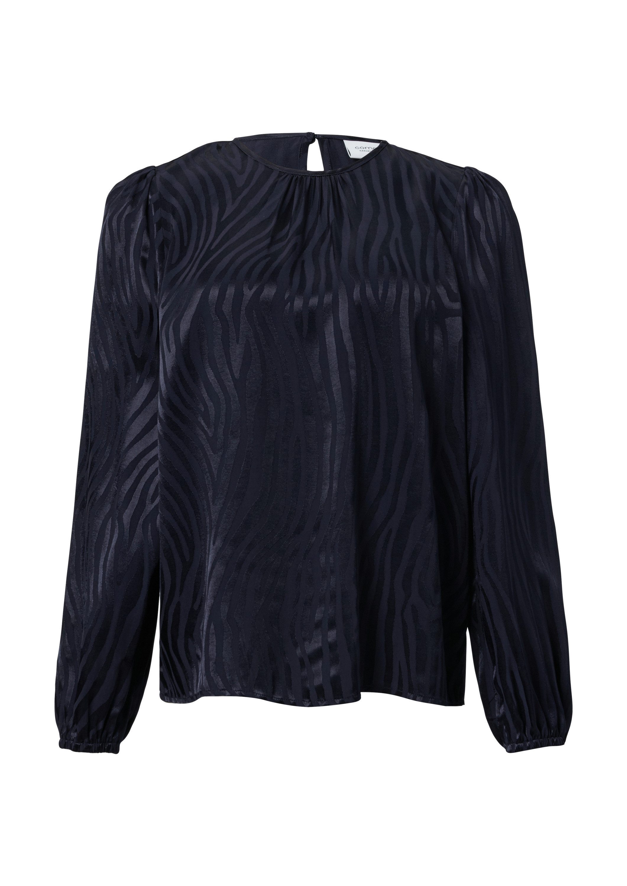 comma Langarmbluse Bluse Viskose-Bluse in Animal-Optik günstig online kaufen