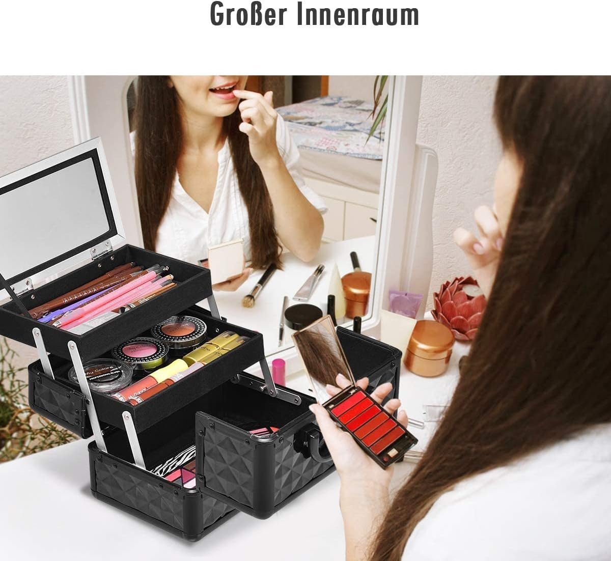 KOMFOTTEU Schmuckkoffer Kosmetikkoffer Schminkkoffer, für Make-up