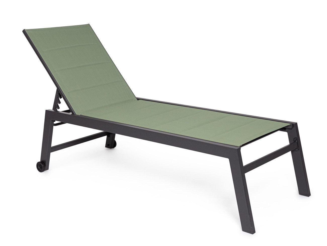 Bizzotto Gartenliege Hilde mit Rollen aus Aluminium, Grün, verstellbare Rückenlehne (5 Positionen) & Rollen