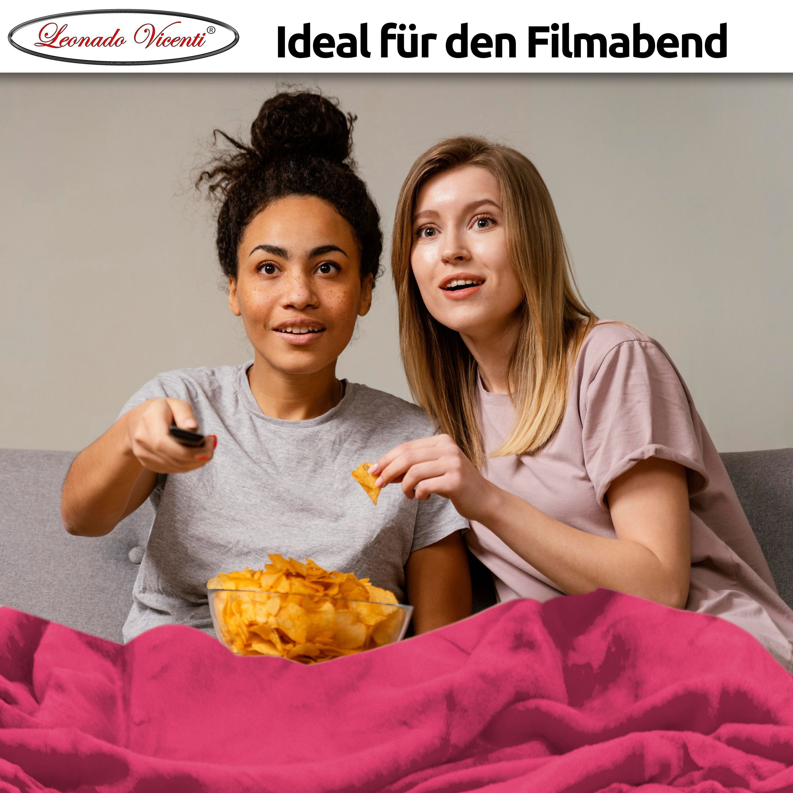 Wohndecke kuschelig warm 150x200, 220x240 oder 270x230, Leonado Vicenti, Kuscheldecke flauschig weich, Einfarbig
